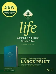 Tyndale NLT Life Application Study Bible, Third Edition, Large Print (LeatherLike, Teal Blue, Red Letter) – New Living Translation Bible, Large Print Study Bible for Enhanced Readability