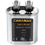 Canamax Premium 5uF mfd ±5% 370-440VAC Oval Run Start Capacitor - Exact Fit for AC Motor Run or Fan Start and Cool or Heat Pump Air Conditioner - Replaces 97F5705 Z97F5705 97F95702 Z97F5702