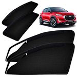 Autofact Magnetic Window Sunshades/Curtains for Nissan Magnite [Set of 4pc - Front 2pc with Zipper ; Rear 2pc without Zipper] (Black)