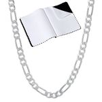 4.7mm .925 Sterling Silver Diamond-Cut Flat Figaro Choker Chain Necklace, 16 inches