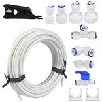 15Meters Water Supply Pipe Tube with Connector Fittings Set, Fridge Freezer Water Filter Plumbing Kit, Fridge Water Pipe Connector, For European American Style Double Fridge Refrigerator (1/4" Pipe)