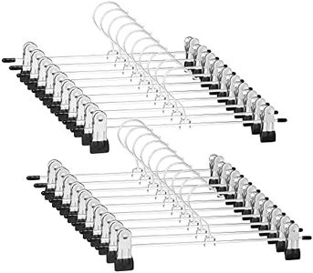 Trouser Hanger, WEIDMAX Pant Hangers 20 Pcs Space Saving Skirt Hangers with Clips Adjustable Non-Slip Coat Suit Skirt Hangers Heavy Duty Chrome Clothes Hangers Clothes Hook