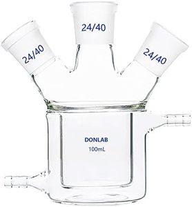 DONLAB CFL-0100 Glass 100ml 3-Neck Double Layer Flat Bottom Reaction Flask Jacketed Reactor, with Three 24/40 Ground Glass Joints