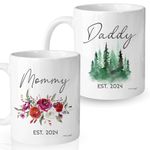 Vivulla68 Mommy Daddy Est 2024 Mugs, Pregnancy Announcement For Parents Mug Set, New Mom and Dad Gifts First Time 2024, New Parent Gifts, Baby Announcement Mug, Mom and Dad Mugs