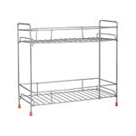 Zepdos Stainless Steel 2-Tier Kitchen Rack and Organizer Spice Rack for Kitchen, Spice Rack and Container Organizer Counter top Pantry Stand, Spices Jar Holder Cup Glass, Dish Rack, 2 Layer Rack
