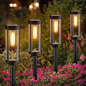 BITPOTT Bright Solar Pathway Lights Outdoor, 8 Pack Solar Powered Garden Lights Waterproof, Auto On/Off Solar Yard Lights for Lawn Patio Walkway Driveway Decor Landscape Lighting