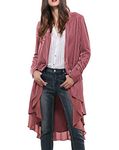 R.Vivimos Women Ruffled Asymmetric Long Velvet Blazers Coat Casual Jackets (XL, Peachblow)