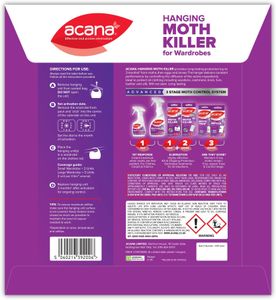 Acana Hanging Moth Killer & Freshener, 8-Pack – Lavender, Natural Oils, 6-Month Protection for Wardrobes