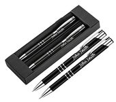 Personalised Engraved Black Pen & Pencil Set Gift Boxed Personalised Gifts For Anniversary, Gift Idea, Gifts For Men and Women - Enter Your Custom Text