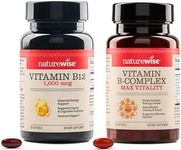 NatureWise Vitamin B12 1,000 mcg and Vitamin B Complex for Cellular Energy, Mental Clarity, Maximum Vitality - 60 Softgels Each