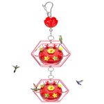 2 Pack Hummingbird Feeders for Outdoors（Pink Metal Frame/Red / 2PC）