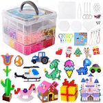 TGTT Fuse Beads for Kids Craft Art - 10000pcs 5mm Iron Beads Set for Kids with 4 Pegboards, 2 Tweezers, Ironing Paper, Chain Accessories for DIY Crafts