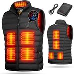 JUDRT Men's Heated Vest with Battery Pack, Lightweight Down Rechargeable Electric Heated Apparel with 9 Heating Panels-M