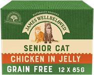 James Wellbeloved Senior Grain-Free Chicken in Jelly 12 Pouches, Hypoallergenic Wet Cat Food, Pack of 1 (12x85 g)