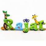 Crazy Craft Customized Kids Name Plate for Room, Handmade Kids Name Wall Hanging with Jungle Animal Theme for Kids Room Baby Boy, Girl Room Décor, Door Hanger, Name Plate, Wall Plaque, 4 Letter
