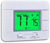 Upgraded Non Programmable Thermostats for Home 1 Heat/1 Cool Single Stage System, with Temperature & Humidity Monitor and Large Green LCD