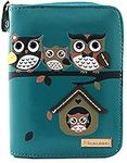 kukubird RFID Blocker Owl Family Tree House Pattern Medium Ladies Purse Clutch Wallet Christmas Stocking Filler-Blue