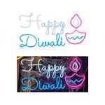 Atpata Funky Happy Diwali Foil Balloons Bouquet for Home or Office Decoration (LED Neon Light)