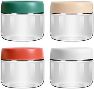 EONJOE 4-Pack 10oz Small Glass Jars with Lids Overnight Oats Meal Prep Salad Food Cereal Snacks Containers Pudding Yogurt Storage Airtight