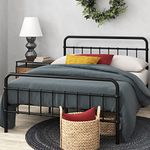 Zinus Florence King size Bed frame - Bed 150x200 cm - 36 cm Height with Underbed storage - Metal Platform Bed frame with Headboard and Footboard - Black