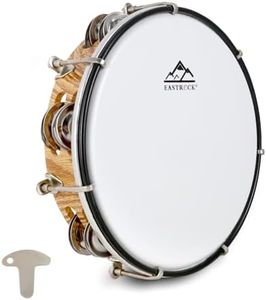 EASTROCK 8 inch Tambourine Adjustable for Adults Hand Held Plastic Tambourines Double Row Metal Jingles Percussion Musical Instrument 8 inch Light