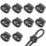 IBEIKE 10 Pack Toggles for Drawstrings - Plastic Spring Cord Locks, Double Holes Cord Locks for Drawstrings, Toggles for Cord Stopper Fastener for Shoe Laces, Paracord Bracelet, Zipper, Tent