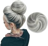 SARLA Hair Bun Extension Synthetic Drawstring Updo Fake Ballet Bun for Women Girls Lady Donut Chignon Grey Multi