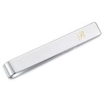 HONEY BEAR Mens Boys Initial Alphabet Letter Tie Clip Bar for Normal Size/Skinny Narrow Tie Gift 5cm 4cm (R 4cm)