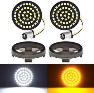 Benlari New 1157 LED Motorcycle Front Turn Signals Bulbs 2 Inch Bullet Lights with Smoked Lens Covers Fit for Harley Davidson Touring Dyna Softail Sportster Street Glide Road Glide Iron 883, 2PCS