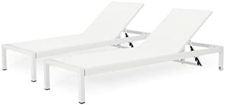 Christopher Knight Home Cynthia Outdoor Chaise Lounge (Set of 2), White.