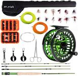 Dr.Fish Fly Fishing Outfit Rod and Reel Combo, 4 Pieces 9FT IM8 Carbon Fiber Fly Rod, 5/6 CNC Machined Aluminum Pre-spooled Fly Reel, 16 Fishing Flies and Lightweight Portable Case