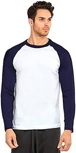 TOP PRO Men's Full Length Sleeve Raglan Cotton Baseball Tee Shirt (S, Navy/White)