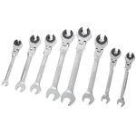 Anbull SAE Ratcheting Wrench Set with Open Flex-head 72 Gears CR-V Chrome Vanadium Steel