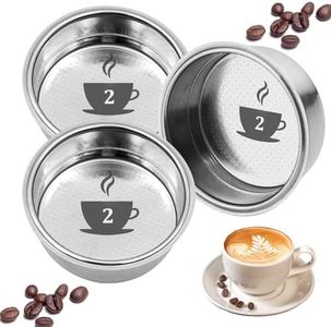 Scettar 3 Piezas 51mm 2 Tazas Filtro de Café de Acero Inoxidable Filtros Cafetera Especial Espresso Compatibles con Cafeteras Cecotec Ufesa Delonghi Breville (Presurizado)