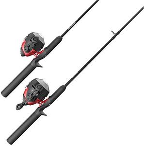 Zebco 202 & 404 Spincast Reels and Fishing Rod Combos (2-Pack), 5-Foot 6-Inch 2-Piece Fishing Pole, Size 30 and 40 Reels, Right-Hand Retrieve, Pre-Spooled with 10 lb and 15 lb Cajun Line, Black/Red