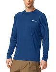 BALEAF Men's Long Sleeve Swim Shirts Rash Guard UPF 50+ UV Protection SPF T-Shirt Quick Dry Swimming Fishing Lightweight Ocean Blue L