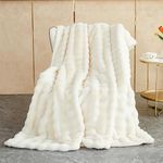 Plush Throw Blanket for Couch - Super Soft Fuzzy Fluffy Blanket Cozy Faux Fur Blanket, Luxury Blankets for Women Warm Lightweight Throw Blankets for Bed Couch Sofa (W100 x L160CM, White)