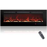 Oxhark Flame 42 inch Electric Fireplace in Wall Recessed and Wall Mounted Fireplace Heater, Log & Crystal, Remote Control, Linear Fireplace Electric with 13 Flame Colors, 750/1500W