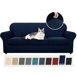 YEMYHOM Latest Checkered 4 Pieces Couch Covers for 3 Cushion Couch High Stretch Thickened Sofa Cover for Dogs Pets Anti Slip Elastic Slipcovers Living Room Furniture Protector (Sofa, Navy)
