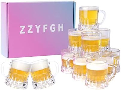 ZZYFGH Mini Plastic Beer Mugs, 2 Oz Mini Beer Glasses Shot Glasses with Handle for Party (Set of 12)