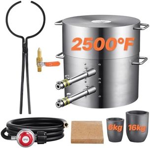 VEVOR 16KG Propane Melting Furnace Kit, Gas Metal Smelting Kit, Dual Burner Foundry Home Kiln with Crucibles and Tongs, Forge Casting Tool for Gold Silver Copper Aluminum Metal Recycle