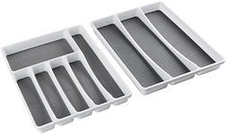 Masirs No-Slip Silverware Tray Organizer, Accommodates Different Kitchen Utensil and Cutlery Sizes, Deep Enough to Fit Entire Drawer, (2-PIECE | 9-SECTIONS)