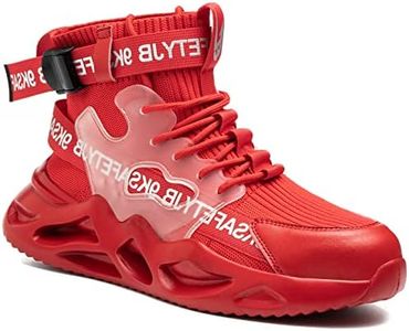 ORISTACO Steel Toe Safety High-Cut Boot, Breathable Lightweight Smash-Proof Industries Construction Work Shoes, Red, 14 Women/12.5 Men