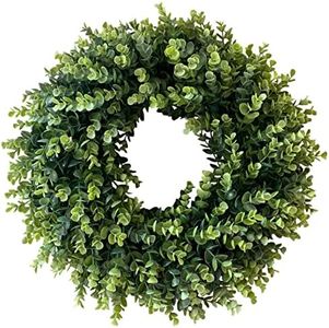 IPLNTS 20” Wreaths for Front Door,Spring and Summer Eucalyptus Wreath,Outdoor Green Door Wreath for All Seasons Porch Living Room Bedroom Window Wall Indoor Outdoor Farmhouse Home Decoration