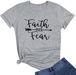 BLACKOO Women Cute T Shirt Juniors Graphic Tops Grey Medium