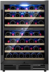 ICEVIVAL 24 Inch Dual Zone Wine Refrigerator, 54 Bottle Under Counter Wine Fridge for Built-in or Freestanding, Wine Cooler with Glass Door, Removable Shelves for Home, Office (Blcak)