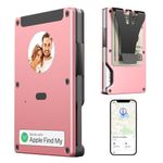 E-Ink Smart Wallet for Men,Stealth Wallet Build-in Airtag-Chip and Custom Electronic Photo/Text/Contact Information,Metal Card Holder Wallet-NFC RFID Blocking,for Men/Gifts for Ladies (Pink)
