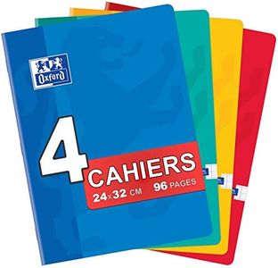 OXFORD Lot de 4 Cahiers Color Life 24x32cm Grands Carreaux Seyès 96 Pages Agrafées 90g Couleurs Assorties