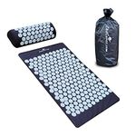 CKDCARES | Acupressure Mat and Pillow Set (Bag Included), 63 x 39 CM, Acupuncture Mat for Full Body Massage, Pressure Point Therapy for Muscles, Back, Foot and Neck Pain Relief (Black)