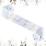 Blue Planet Fancy Dress Bride to Be Hen Party Sash (Pack of 1) Botanical White Satin Sashes with Gold Text for Women and Girls Bachelorette Parties Bridal Party Favours Wedding Accessories